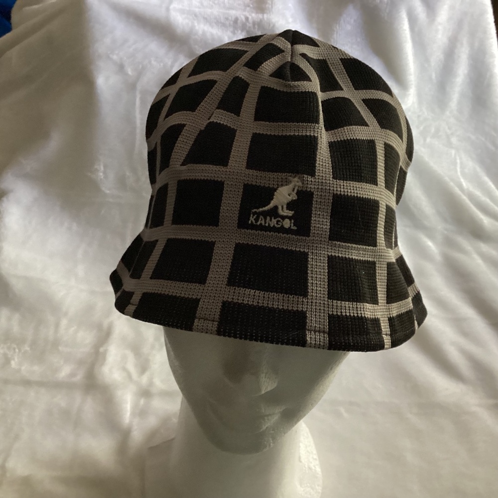 Kangol Mens/Unisex Preppy Bell Bucket Hat Geo Print Blocks Black and Gray